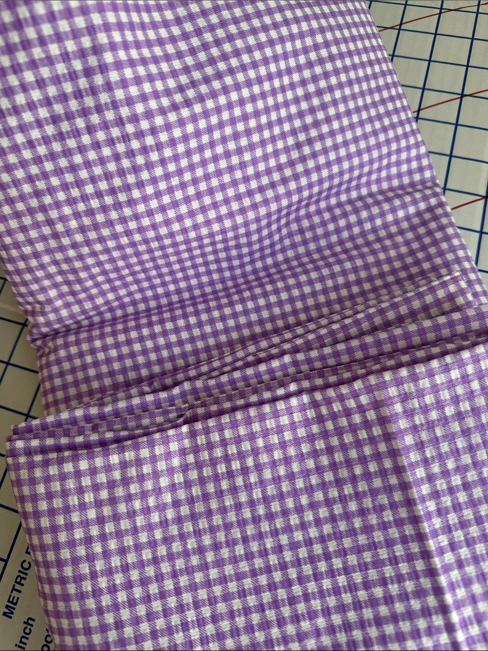 Vintage 1970s Tandem Textile Lavender Gingham Fabric Woven Check 2 Yds x 44